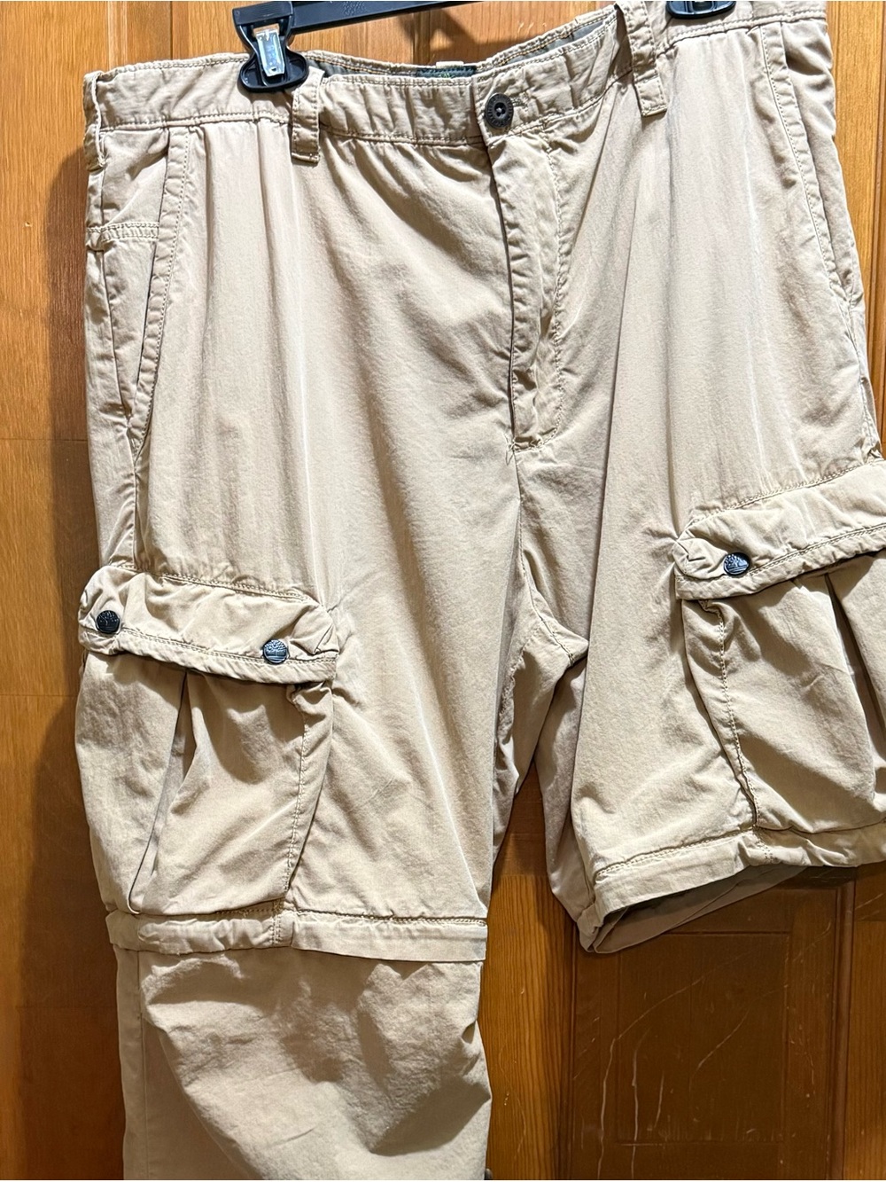 Men's Tan Timberland Five Pocket Convertible Cargo Pants to Shorts - Picture 2 of 16